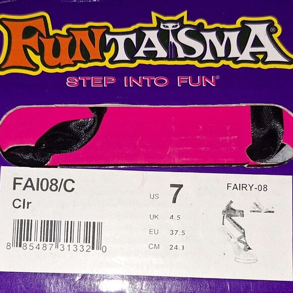 Funtasma Fairy-08 Clear Rhinestone Fringe Platform Heels Size 7 PVC Neon Lace Up - Picture 2 of 6